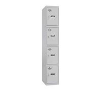 Simonrack Taquilla vestuario metálica Simonlocker 4 puertas, incluye llave, 1800x400x500 mm Gris