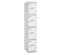 Simon Rack Taquillas Vestuario Metalicas, 4 Puertas, Incluye Llave, 1800x300x500 mm, Gris/Blanco - Simonlocker