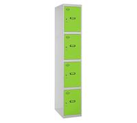 Simon Rack Taquillas Vestuario Metalicas, 4 Puertas, Incluye Llave, 1800x300x500 mm, Gris/Verde - Simonlocker