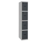 Simon Rack Taquillas Vestuario Metalicas, 4 Puertas, Incluye Llave, 1800x400x500 mm, Gris/Antracita - Simonlocker