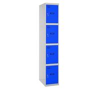 Simon Rack Taquillas Vestuario Metalicas, 4 Puertas, Incluye Llave, 1800x400x500 mm, Gris/Azul - Simonlocker