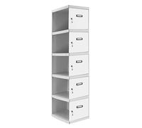 Simon Rack Taquillas Vestuario Metalicas, 5 Puerta, Incluye Llave, 1800x300x500 mm, MÓDULO Adicional, Gris/Blanco - Simonlocker