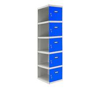 Simon Rack Taquillas Vestuario Metalicas, 5 Puerta, Incluye Llave, 1800x400x500 mm, MÓDULO Adicional, Gris/Azul - Simonlocker
