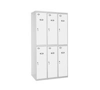 Simon Rack Taquillas Vestuario Metalicas, 6 Puerta, Incluye Llave, 1800x900x500 mm, Gris/Blanco - Simonlocker