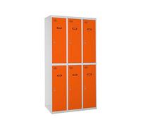 Simon Rack Taquillas Vestuario Metalicas, 6 Puerta, Incluye Llave, 1800x900x500 mm, Gris/Naranja - Simonlocker