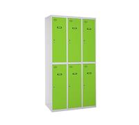 Simon Rack Taquillas Vestuario Metalicas, 6 Puerta, Incluye Llave, 1800x900x500 mm, Gris/Verde - Simonlocker