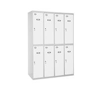 Simon Rack Taquillas Vestuario Metalicas, 8 Puerta, Incluye Llave, 1800x1200x500 mm, Gris/Blanco - Simonlocker