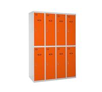 Simon Rack Taquillas Vestuario Metalicas, 8 Puerta, Incluye Llave, 1800x1200x500 mm, Gris/Naranja - Simonlocker