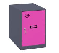Simon Rack Taquillas Vestuario Pequeña, 475x300x500 mm, Amario Metalico Pequeño, Incluye Llave, Antracita/Rosa - Simonlocker