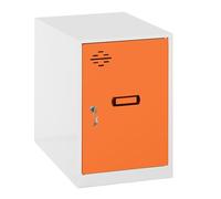 Simon Rack Taquillas Vestuario Pequeña, 475x300x500 mm, Amario Metalico Pequeño, Incluye Llave, Blanco/Naranja - Simonlocker