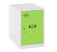 Simon Rack Taquillas Vestuario Pequeña, 475x300x500 mm, Amario Metalico Pequeño, Incluye Llave, Blanco/Verde - Simonlocker