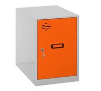 Simon Rack Taquillas Vestuario Pequeña, 475x300x500 mm, Amario Metalico Pequeño, Incluye Llave, Gris/Naranja - Simonlocker