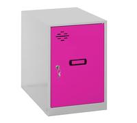 Simon Rack Taquillas Vestuario Pequeña, 475x300x500 mm, Amario Metalico Pequeño, Incluye Llave, Gris/Rosa - Simonlocker