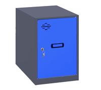 Simon Rack Taquillas Vestuario Pequeña, 475x300x500 mm, Amario Metalico Pequeño, Incluye Llave, MONTADA, Antracita/Azul - Simonlocker