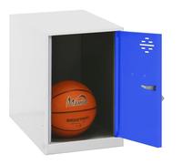 Simon Rack Taquillas Vestuario Pequeña, 475x400x500 mm, Amario Metalico Pequeño, Incluye Llave, MONTADA, Blanco/Azul - Simonlocker