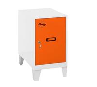 Simon Rack Taquillas Vestuario Pequeña, 575x300x500 mm, Amario Metalico Pequeño, Incluye Llave, Blanco/Naranja - Simonlocker
