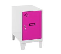 Simon Rack Taquillas Vestuario Pequeña, 575x300x500 mm, Amario Metalico Pequeño, Incluye Llave, Blanco/Rosa - Simonlocker