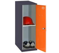 Simon Rack Taquillas Vestuario Pequeña, 915x300x500 mm, Amario Metalico Pequeño, Incluye Llave, Antracita/Naranja - Simonlocker