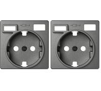 SIMON - Tapa Base de Enchufe Schuko, Serie 82 Concept, 2 USB C+A, Compatible con las Series 75, 31, 82 y 88, Efecto Mate Antihuellas, Color Titanio (Paquete de 2)