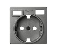 SIMON - Tapa Base de Enchufe Schuko, Serie 82 Concept, 2 USB C+A, Compatible con las Series 75, 31, 82 y 88, Efecto Mate Antihuellas, Color Titanio