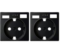 SIMON - Tapa Base de Enchufe Schuko, Serie 82 Concept, 2 USB C+A, Compatible con las Series 75, 31, 82 y 88, Efecto Mate Antihuellas, Color Negro (Paquete de 2)
