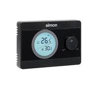 Simon - Termostato Digital ON/Off, Compatible con Sistemas de Calefacción y Aire Acondicionado, 5°C y 30°C, Pantalla Retroiluminada, Control Sencillo en Superficie, Color Negro