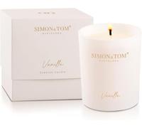 Simon&Tom - Vela perfumada de vainilla - Cera de soja orgánica natural - Larga duración hasta 100 horas de combustión - Vela decorativa en maceta de cerámica - Aromática - Regalo para el hogar