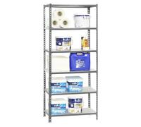 Simonclick Estantería metálica (Al x An x Pr: 250 x 90 x 30 cm, Capacidad de carga por balda: 180 kg, Número de baldas: 6 ud., Inserción, Gris)