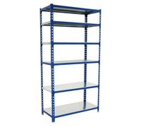 Simonclick Estantería metálica (Al x An x Pr: 250 x 90 x 50 cm, Capacidad de carga por balda: 180 kg, Número de baldas: 6 ud., Inserción, Azul)