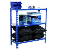 Simonclick Estantería metálica (Al x An x Pr: 90 x 90 x 30 cm, Capacidad de carga por balda: 180 kg, Número de baldas: 3 ud., Inserción, Azul)