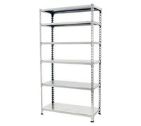 Simonclick Estantería metálica Megaplus (Al x An x Pr: 250 x 120 x 30 cm, Capacidad de carga por balda: 200 kg, Número de baldas: 6 ud., Inserción,...