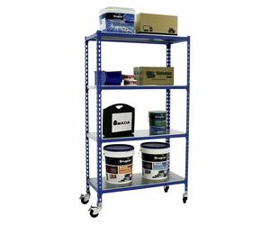 Simonclick Estantería metálica Mobile (Al x An x Pr: 157,5 x 90 x 50 cm, Número de baldas: 4 ud., Inserción, Azul)