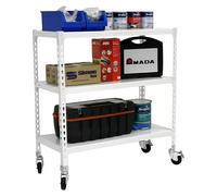 Simonclick Estantería metálica Mobile (Al x An x Pr: 97,5 x 90 x 40 cm, Número de baldas: 3 ud., Inserción, Blanco)