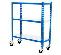 Simonclick Estantería metálica Mobile (Al x An x Pr: 97,5 x 90 x 50 cm, Número de baldas: 3 ud., Inserción, Azul)