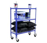 Simonclick Estantería metálica Mobile (Al x An x Pr: 97,5 x 90 x 50 cm, Número de baldas: 3 ud., Inserción, Azul/Blanco)