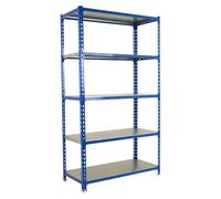 Simonclick Estantería metálica Plus (Al x An x Pr: 200 x 100 x 50 cm, Capacidad de carga por balda: 180 kg, Número de baldas: 5 ud., Inserción, Azul)