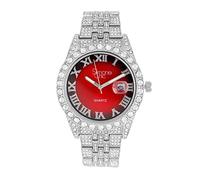 Simone Chic Reloj de diamante totalmente helado para mujer con números romanos, fecha de fácil lectura y esferas coloridas, reloj de diseñador Hip Hop Blinged Out - ST10226RND-LA