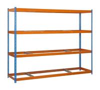 Simonforte Estantería para cargas pesadas (Al x An x Pr: 200 x 240 x 90 cm, Número de baldas: 4 ud., Inserción, Azul/Naranja, Capacidad de carga...