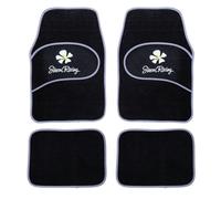 Simoni Racing Alfombras Universal Daisy - Flores Grises - 4 Piezas
