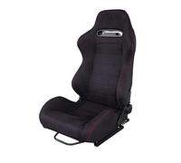 Simoni Racing Asiento Deportivo Miky Tela Negra + Costuras Rojas - Respaldo de doble ajuste reclinable - Corredera incluyendo
