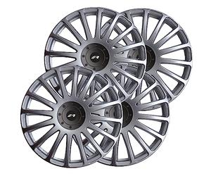 Simoni Racing GP/15 - Juego de 4 tapacubos universales Grand Prix de 15 Pulgadas, Color Gris Plateado