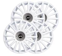 Simoni Racing GP/16 W - Juego de 4 tapacubos Gran Prix White de 16 Pulgadas para Coche, Color Blanco y Plateado