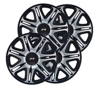 Simoni Racing NAS/15SB - Juego de 4 tapacubos universales Nascar Silver Black de 15 Pulgadas, tapacubos para Coche, Color Negro y Gris Plateado