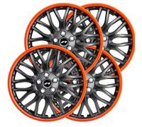 Simoni Racing ORD/15G - Juego de 4 tapacubos Orden GTR de 15 Pulgadas, Color Negro y Rojo