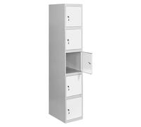 SimonRack Taquilla Vestuario Metálica, 5 Puerta, Incluye Llave, 1800x300x500 mm, Gris/Blanco - SimonLocker