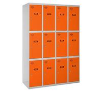 Simonlocker Taquilla locker Doors (L x An x Al: 50 x 120 x 180 cm, Gris/Naranja, Número de puertas: 12 ud.)