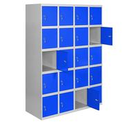 Simonlocker Taquilla locker Prof. Doors (L x An x Al: 50 x 120 x 180 cm, Gris/Azul, Número de puertas: 20 ud.)