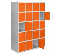 Simonlocker Taquilla locker Prof. Doors (L x An x Al: 50 x 120 x 180 cm, Gris/Naranja, Número de puertas: 20 ud.)