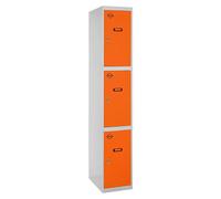 Simonlocker Taquilla locker Prof. Doors (L x An x Al: 50 x 30 x 180 cm, Gris/Naranja, Número de puertas: 3 ud.)