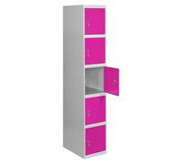 Simonlocker Taquilla locker Prof. Doors (L x An x Al: 50 x 40 x 180 cm, Gris/Rosa, Número de puertas: 5 ud.)